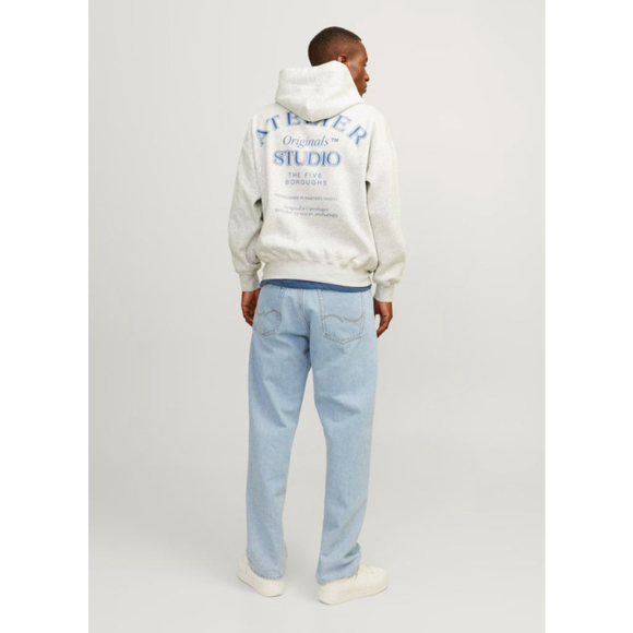 Men's Jack & Jones Light Gray Atelier Studio Hoodie XL - Picture 4 of 8